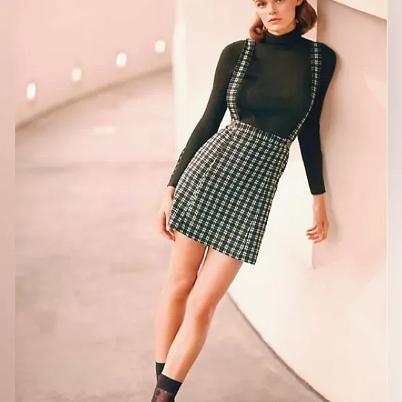 BNWT Maeve Green Plaid Pinafore skirt 24w Anthropologie - Picture 3 of 7